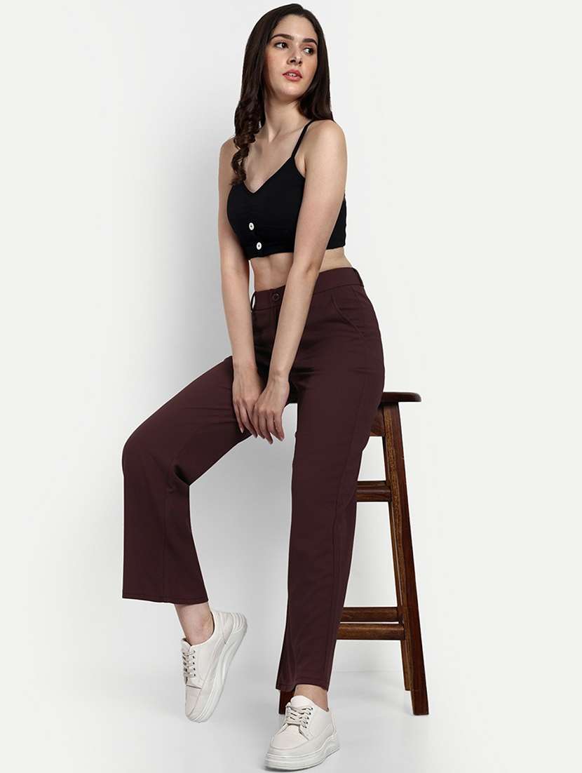 women solid relaxed fit tailored trouser - 21548917 -  Standard Image - 4