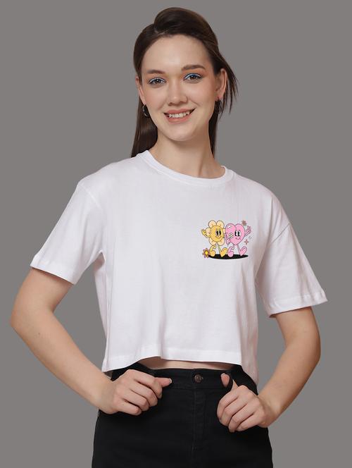 women front & back print round neck t-shirt - 21548942 -  Standard Image - 0