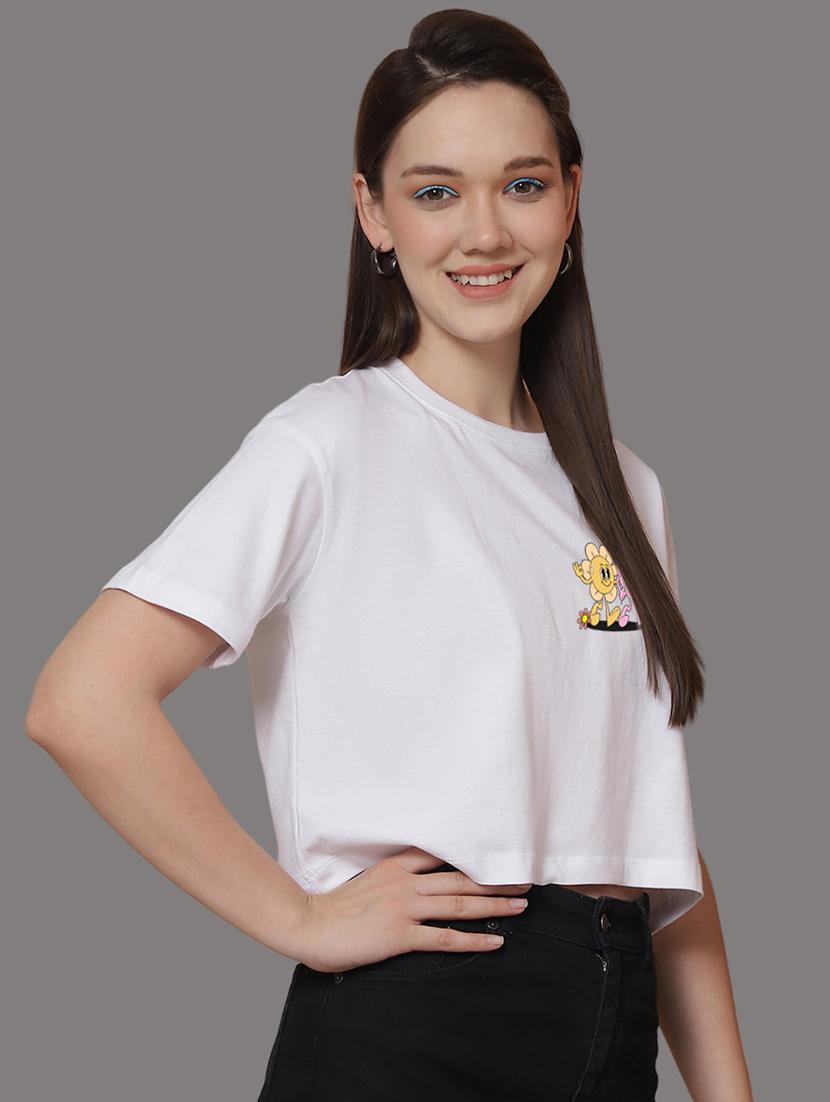 women front & back print round neck t-shirt - 21548942 -  Standard Image - 1