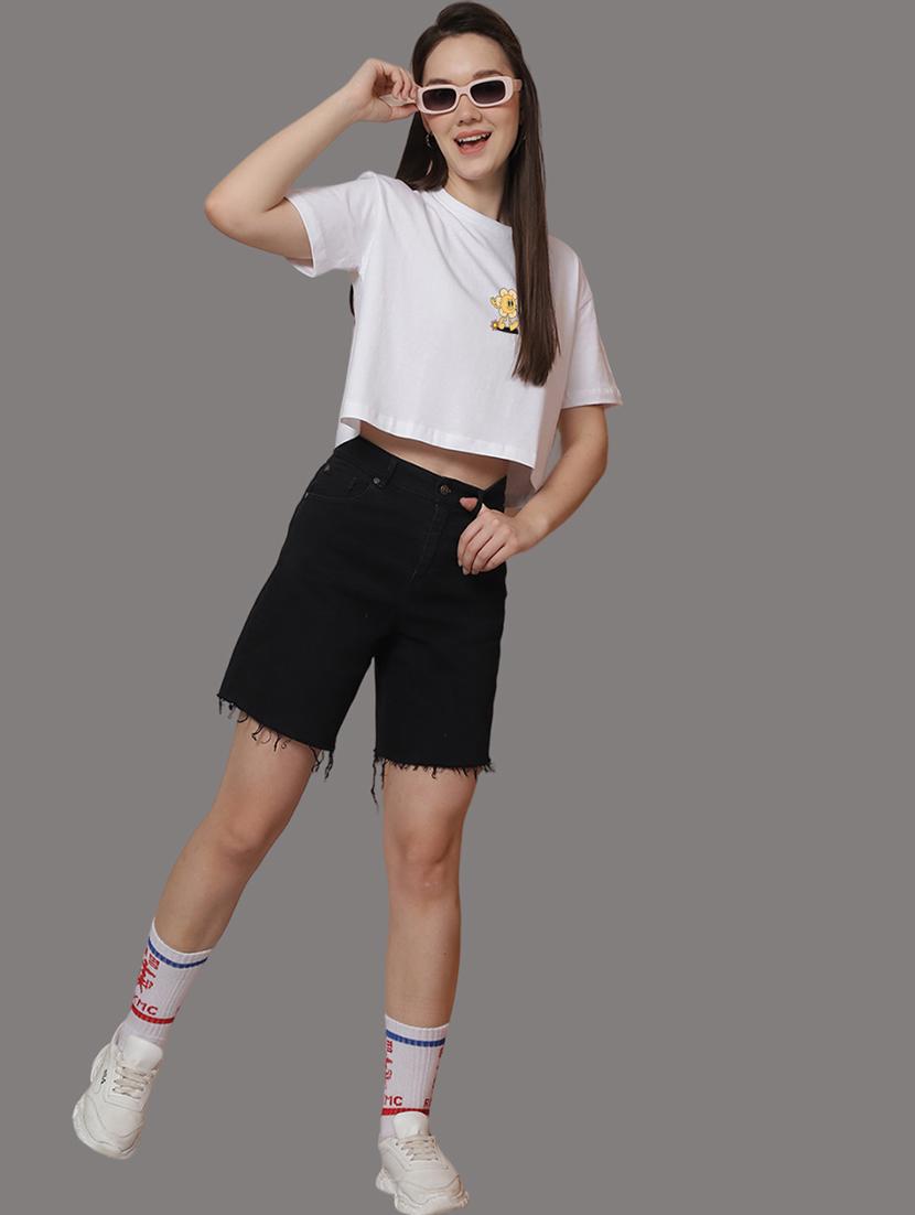 women front & back print round neck t-shirt - 21548942 - Standard Image - 4