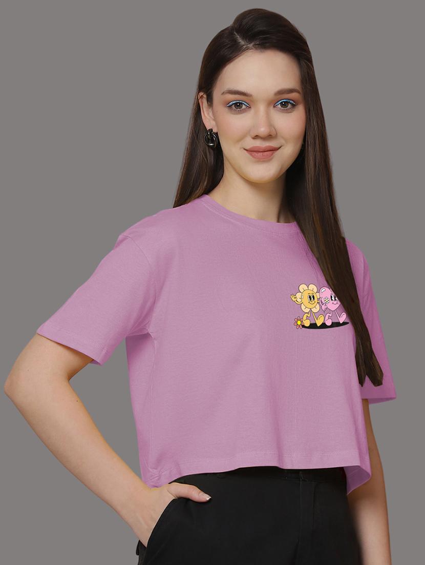women front & back print round neck t-shirt - 21548943 - Standard Image - 1