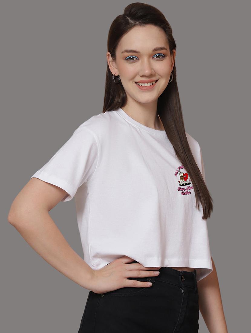 women front & back print round neck t-shirt - 21548944 - Standard Image - 1