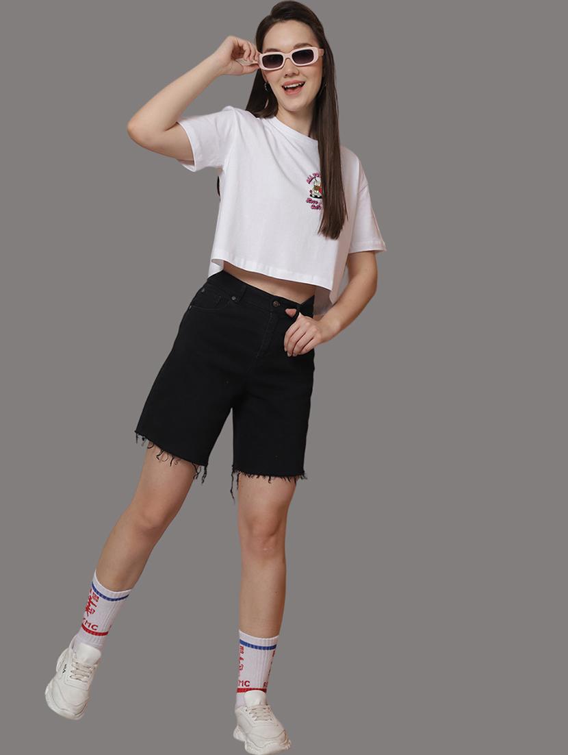 women front & back print round neck t-shirt - 21548944 - Standard Image - 4