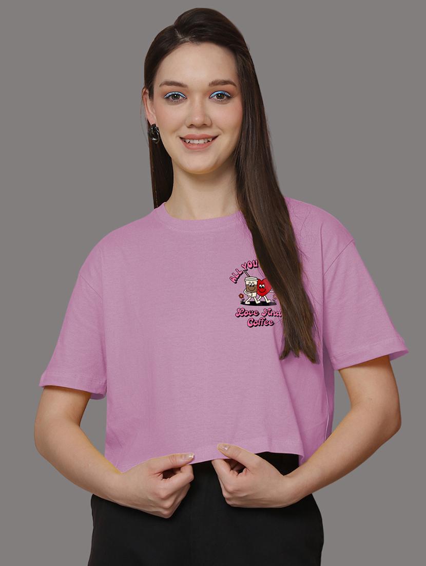 women front & back print round neck t-shirt - 21548945 - Zoom Image - 0
