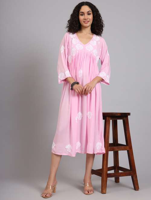 women embroidered v neck a-line ethnic dress - 21549556 -  Standard Image - 0