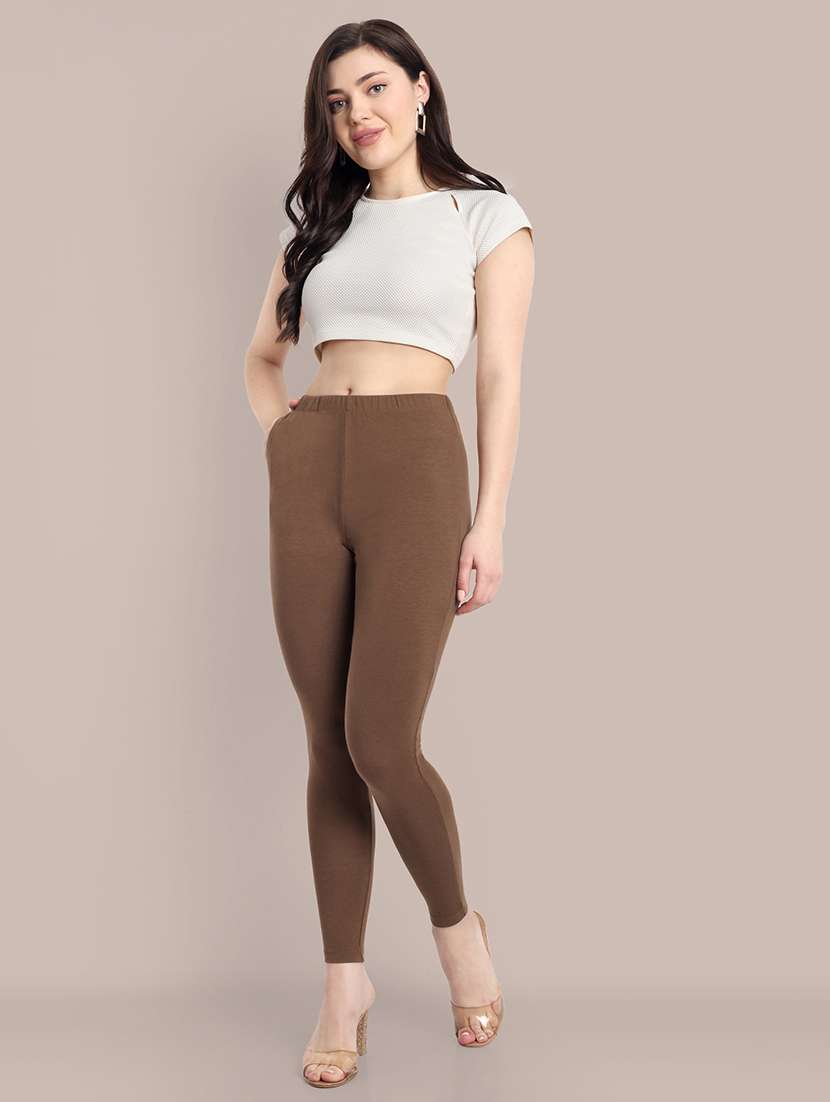 women solid ankle length leggings - 21549576 -  Standard Image - 4