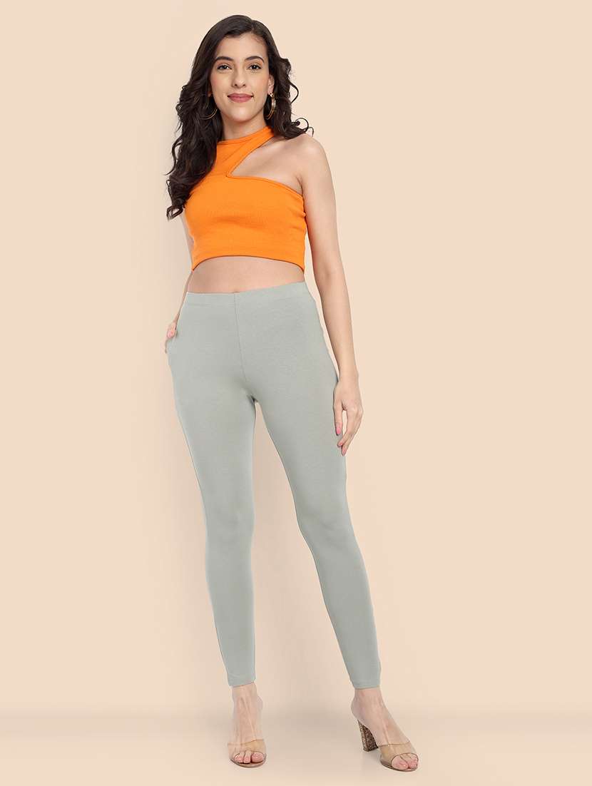 women solid ankle length leggings - 21549580 - Standard Image - 4