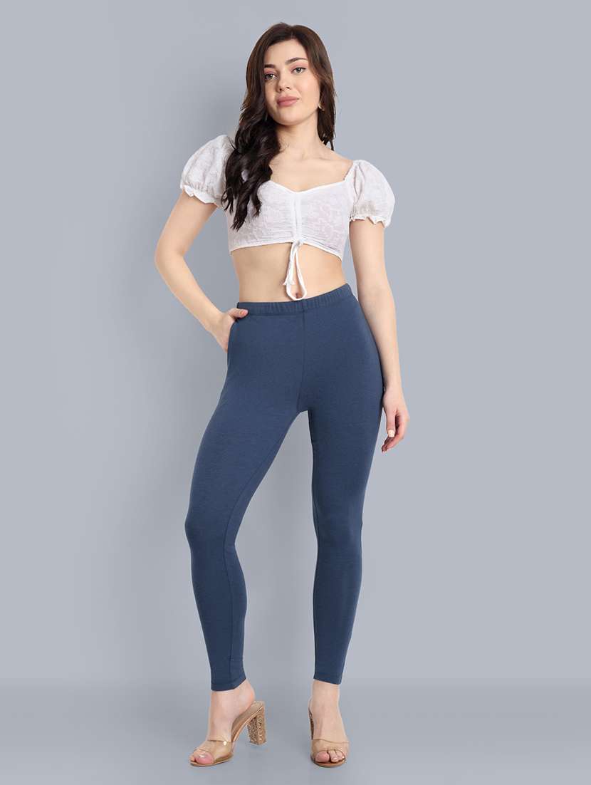 women solid ankle length leggings - 21549586 -  Standard Image - 4