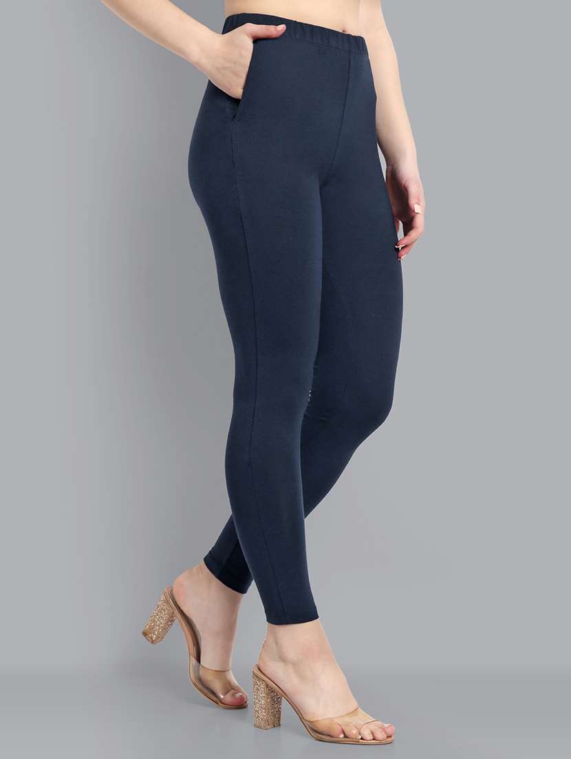 women solid ankle length leggings - 21549587 - Standard Image - 1
