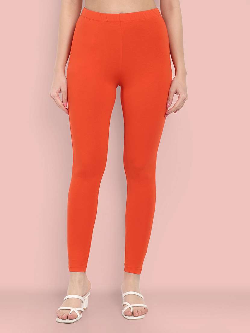 women solid ankle length leggings