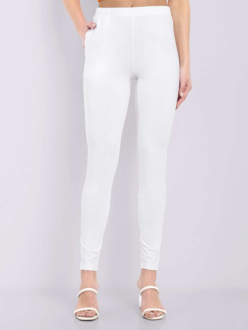 women solid ankle length leggings