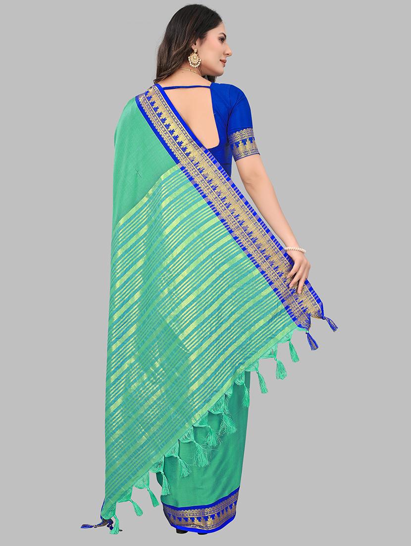 women solid zari bordered saree - 21549797 -  Standard Image - 1