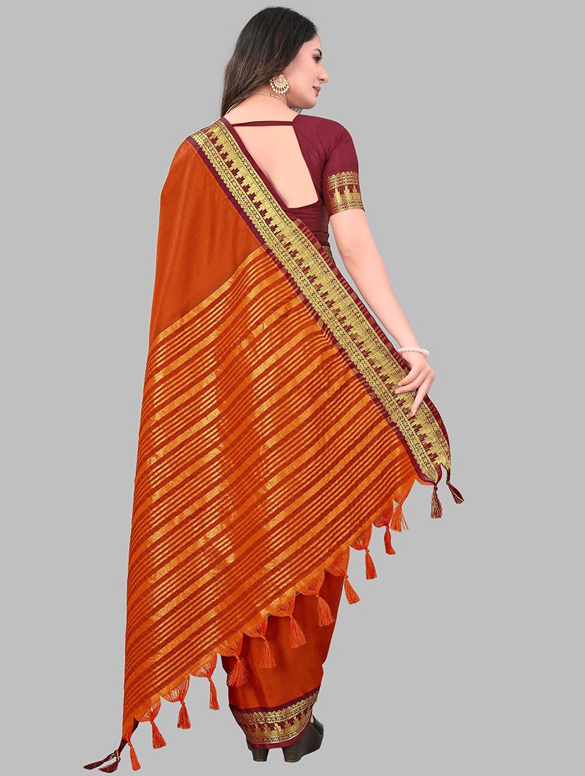 women solid zari bordered saree - 21549803 -  Standard Image - 1