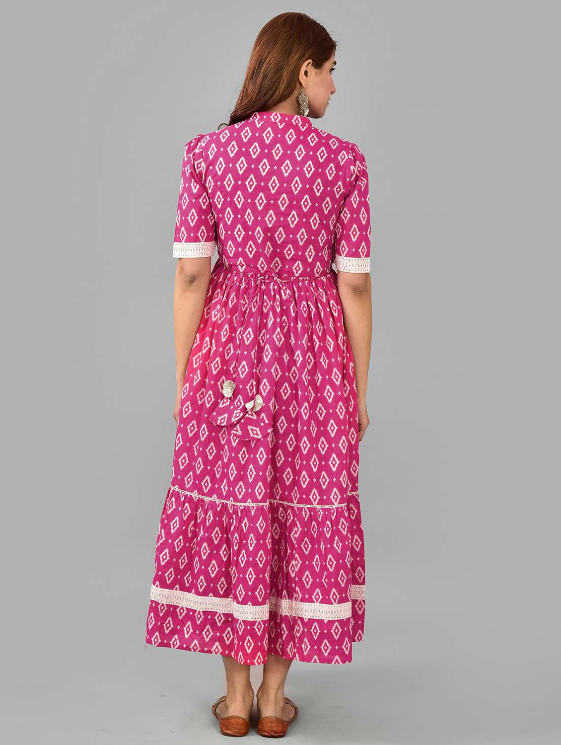 women pink ikat printed anarkali kurta - 21549905 - Standard Image - 4