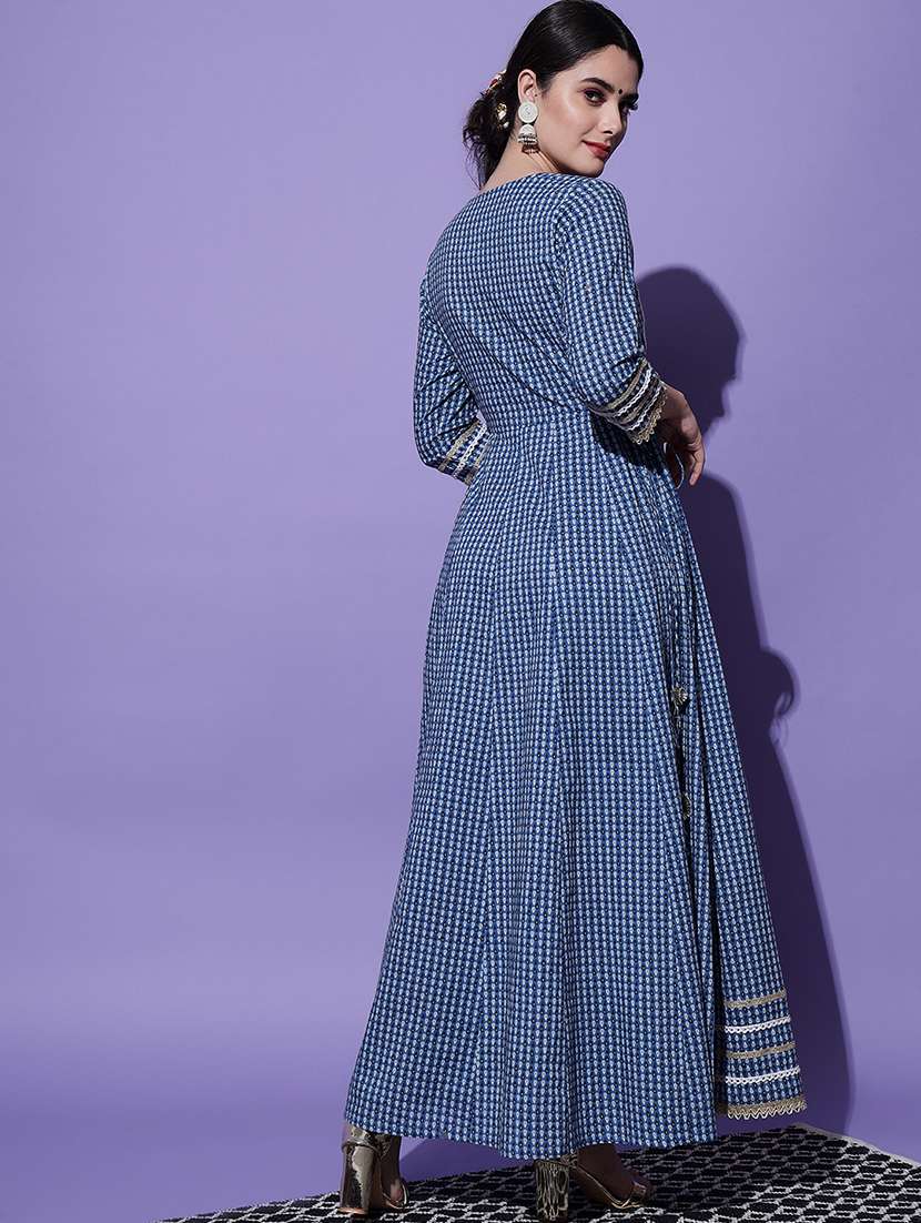 women blue printed anarkali kurta - 21549926 -  Standard Image - 4