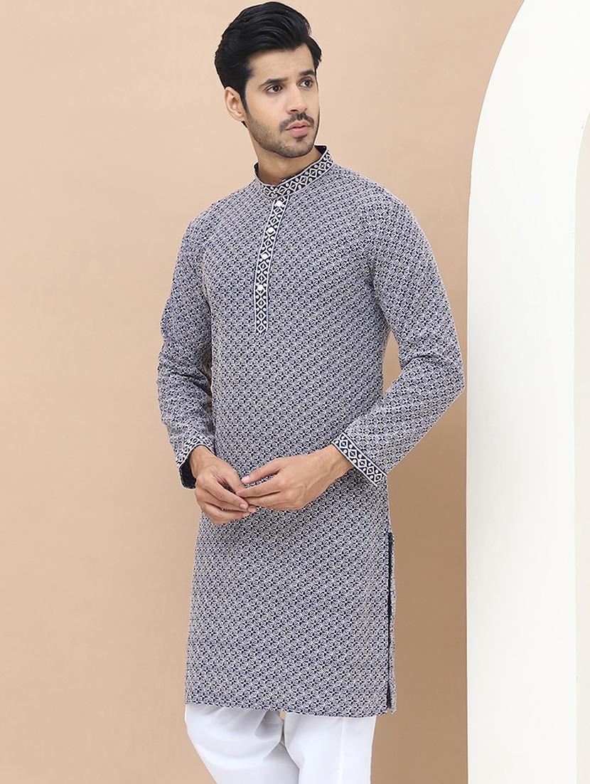 men embroidered mandarin neck kurta  - 21549995 -  Standard Image - 1