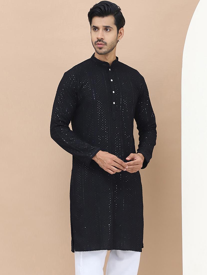 men embroidered mandarin neck kurta - 21549998 - Standard Image - 1