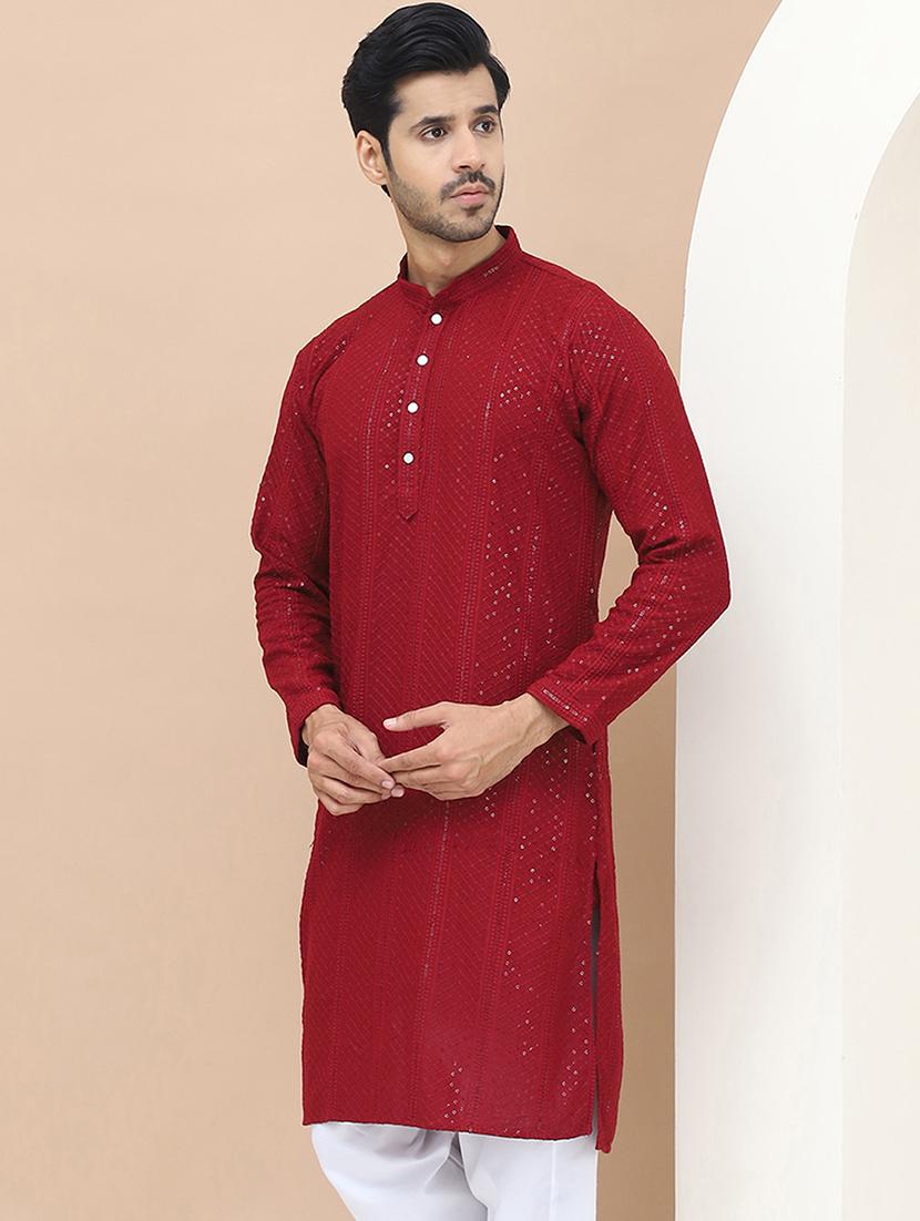 men embroidered mandarin neck kurta  - 21550000 -  Standard Image - 1