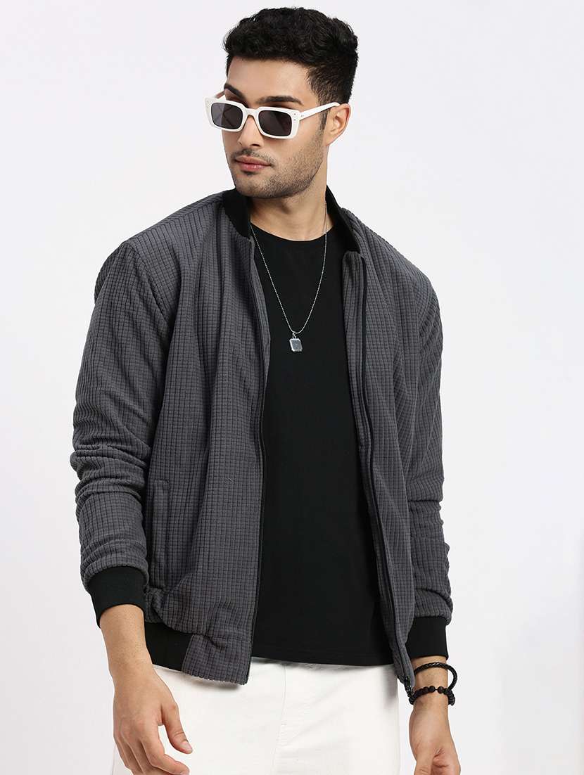 men solid henley collar casual jacket - 21550025 -  Standard Image - 1