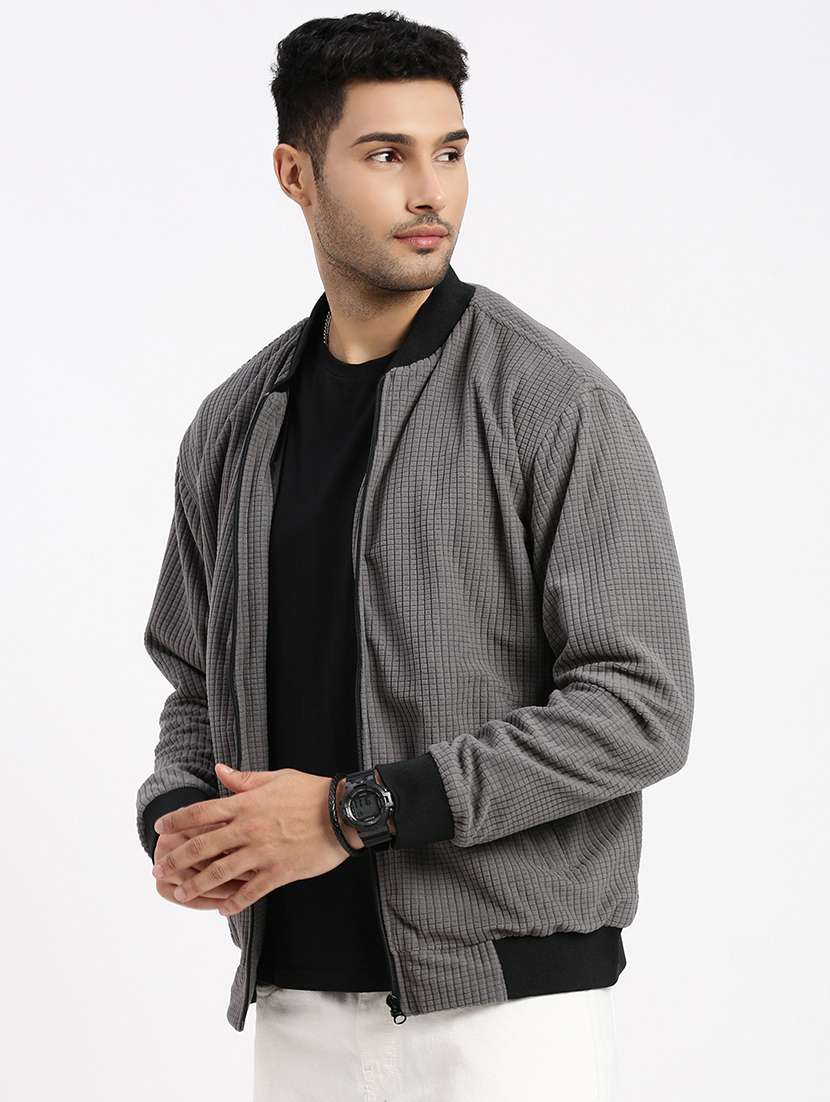 men solid henley collar casual jacket - 21550026 -  Standard Image - 1