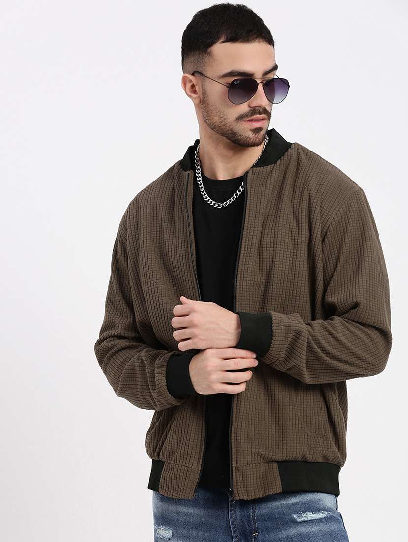 men solid henley collar casual jacket - 21550028 -  Standard Image - 1