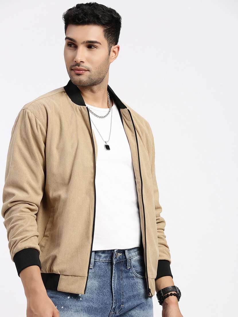 men solid henley collar casual jacket - 21550031 -  Standard Image - 1