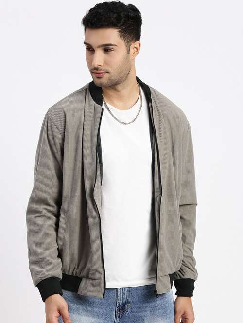 men solid henley collar casual jacket - 21550037 -  Standard Image - 0