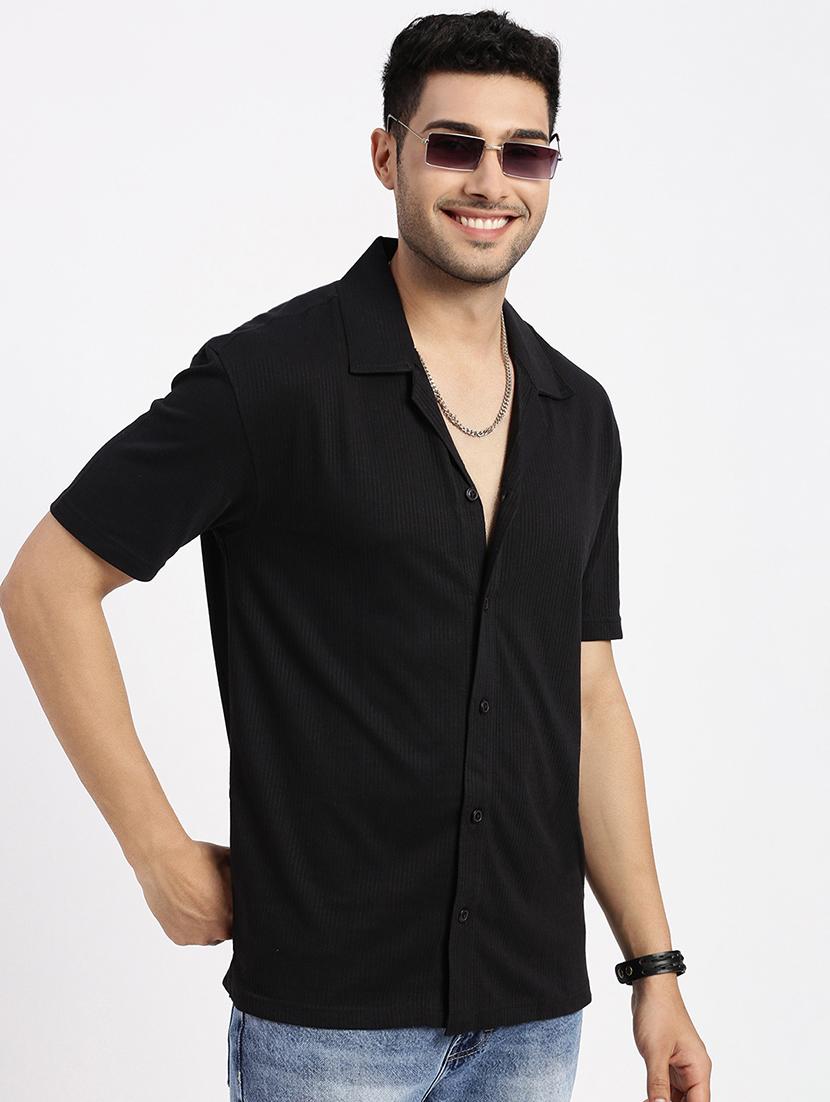 men solid short sleeve casual shirt - 21550038 - Standard Image - 1