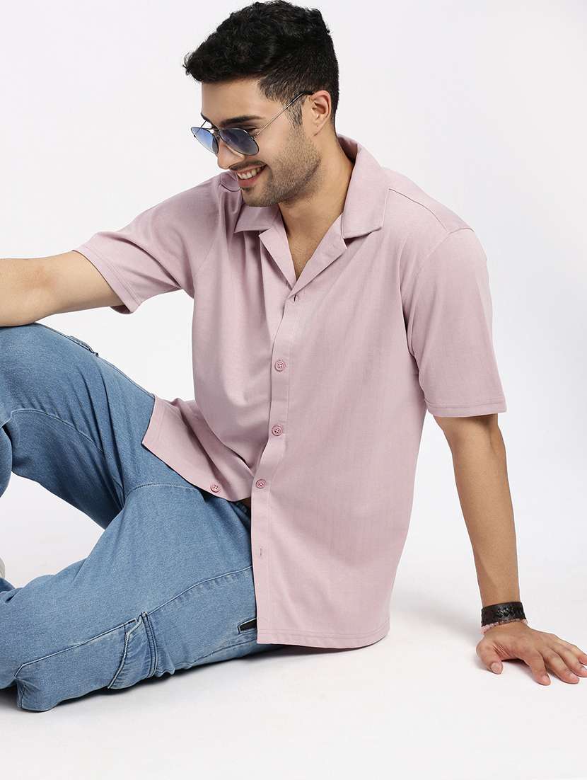 men solid short sleeve casual shirt - 21550051 -  Standard Image - 4