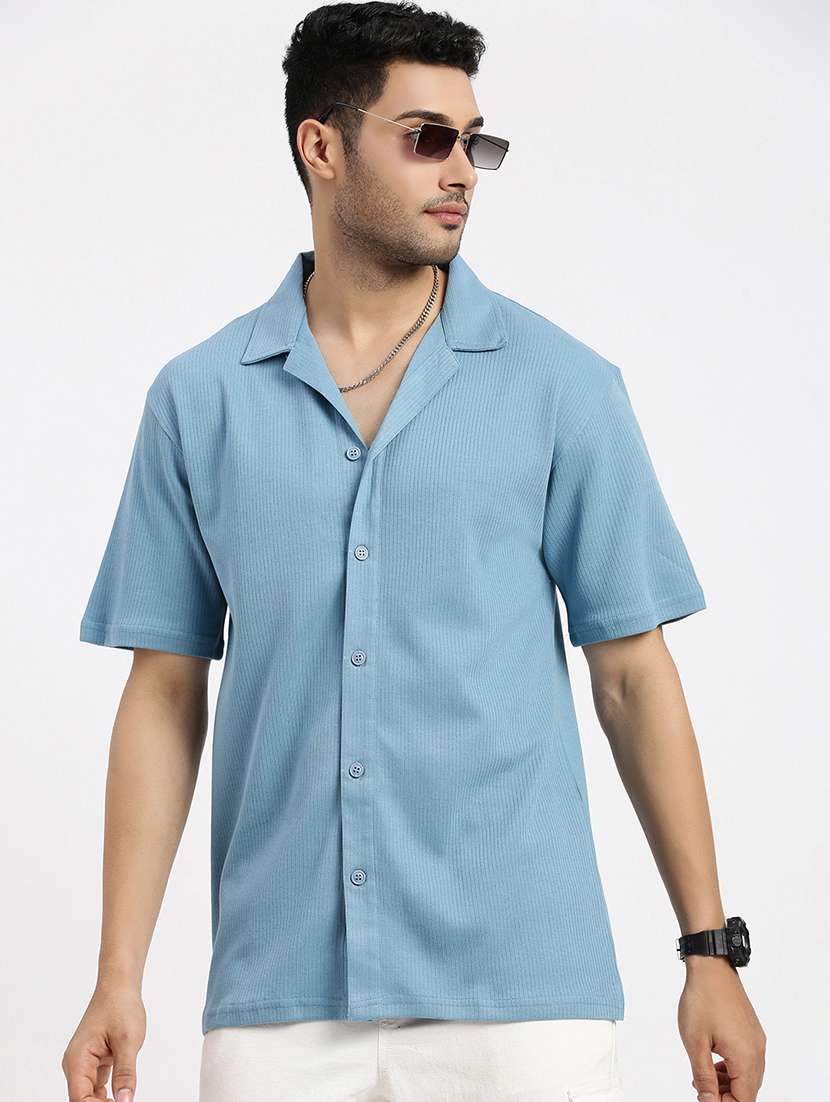 men solid short sleeve casual shirt - 21550053 -  Standard Image - 1