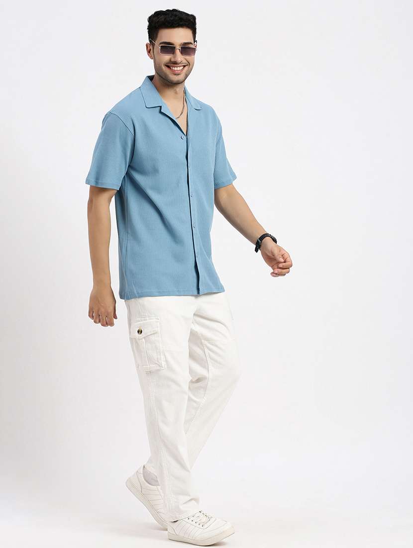 men solid short sleeve casual shirt - 21550053 -  Standard Image - 4