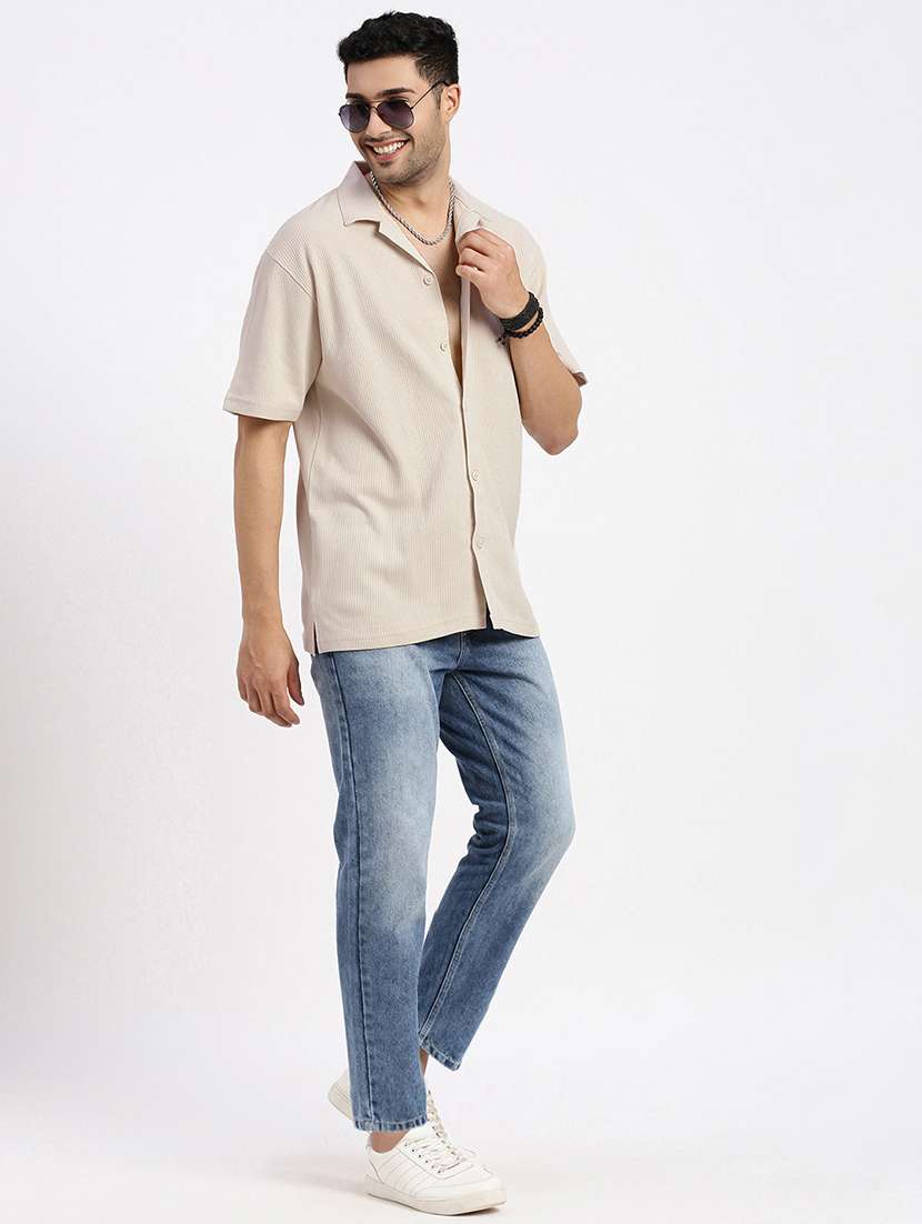 men solid short sleeve casual shirt - 21550056 -  Standard Image - 4