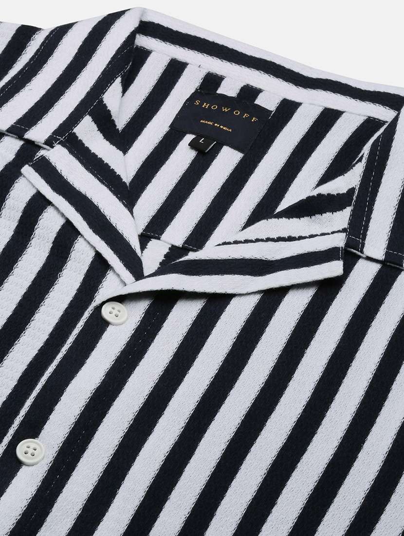 men vertical striped short sleeve casual shirt - 21550062 -  Standard Image - 6