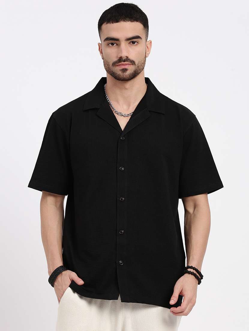 men solid short sleeve casual shirt