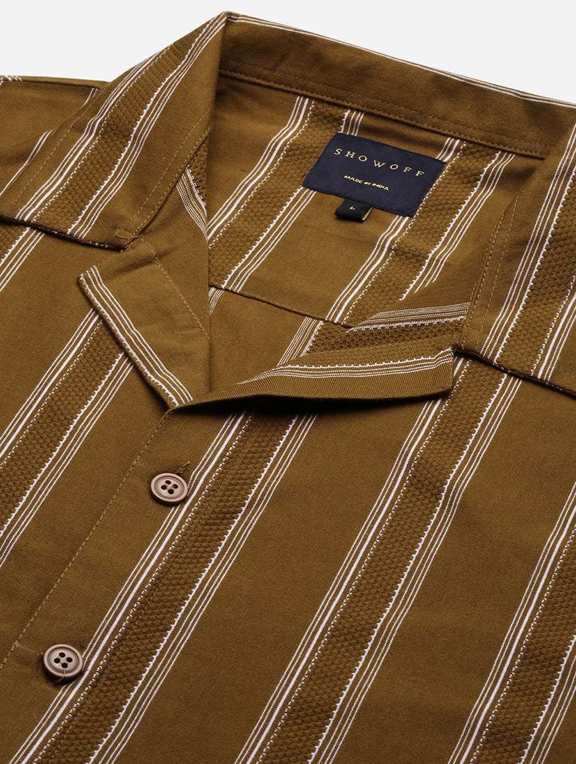 men vertical striped short sleeve casual shirt - 21550077 -  Standard Image - 6