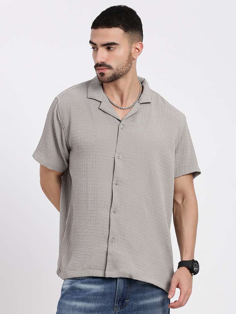 men solid short sleeve casual shirt