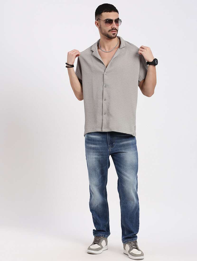 men solid short sleeve casual shirt - 21550081 -  Standard Image - 4