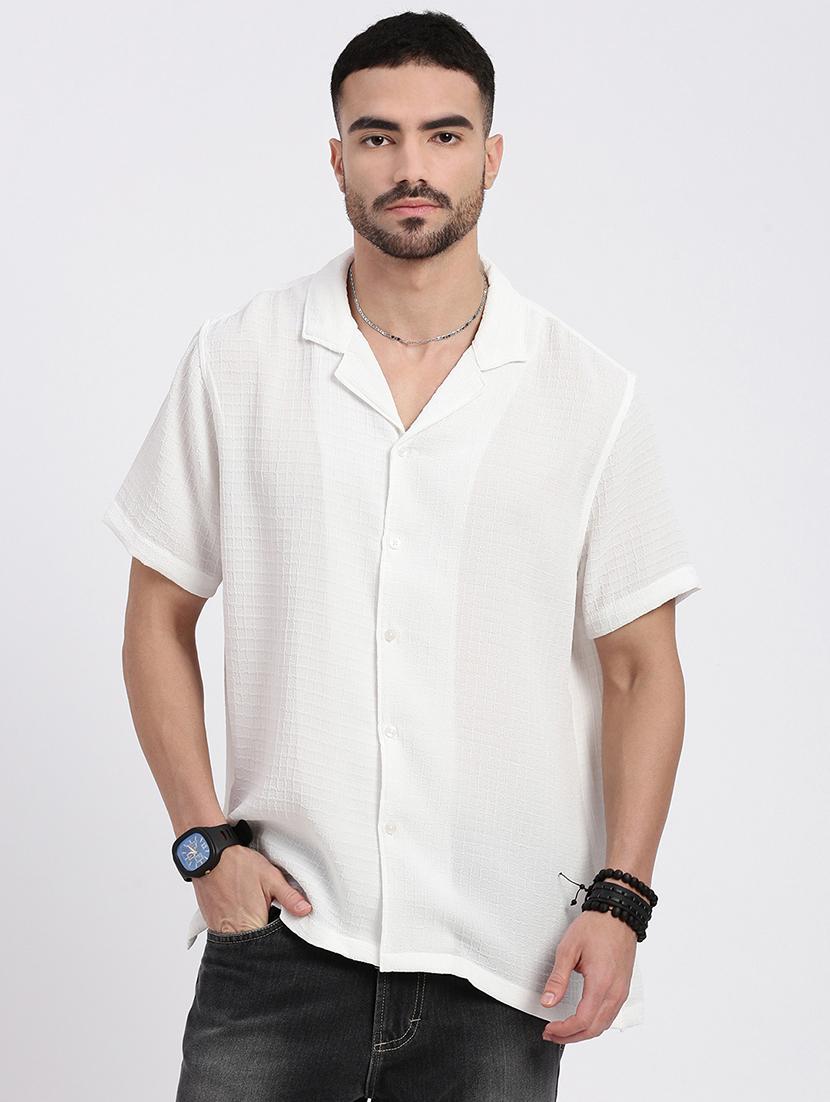 men solid short sleeve casual shirt - 21550083 - Zoom Image - 0
