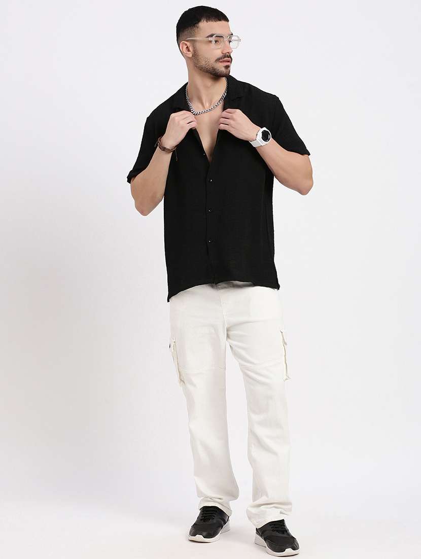 men solid short sleeve casual shirt - 21550084 -  Standard Image - 4