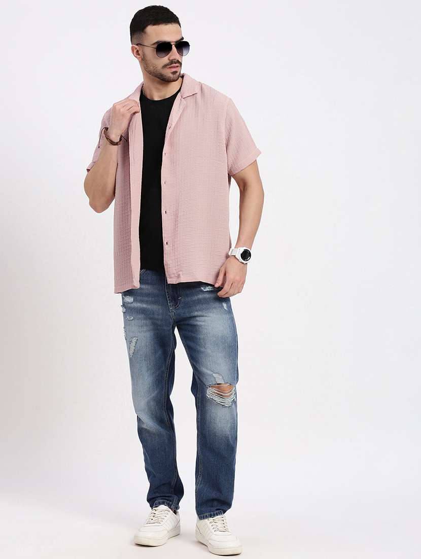 men solid short sleeve casual shirt - 21550085 -  Standard Image - 4