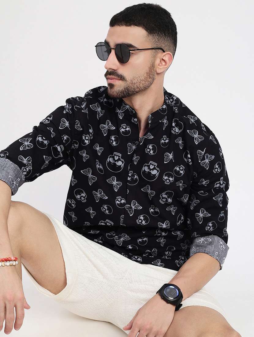 men printed long sleeve casual shirt - 21550099 -  Standard Image - 4