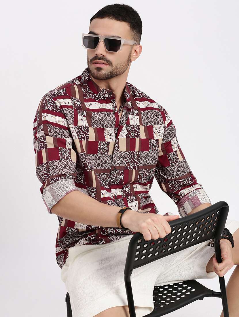men printed long sleeve casual shirt - 21550102 -  Standard Image - 4
