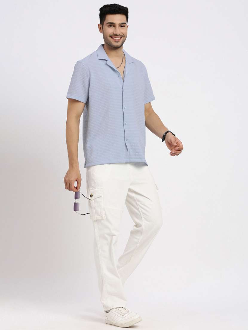 men solid short sleeve casual shirt - 21550106 -  Standard Image - 4