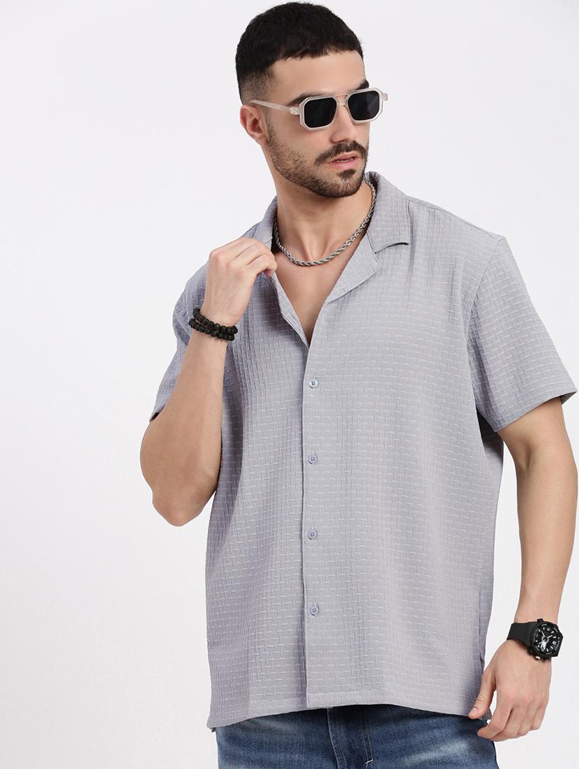 men solid short sleeve casual shirt - 21550108 -  Standard Image - 1