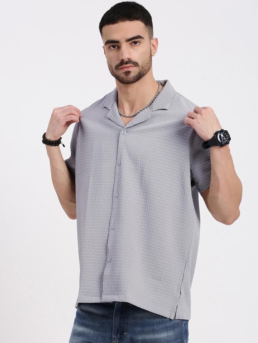 men solid short sleeve casual shirt - 21550108 -  Standard Image - 4