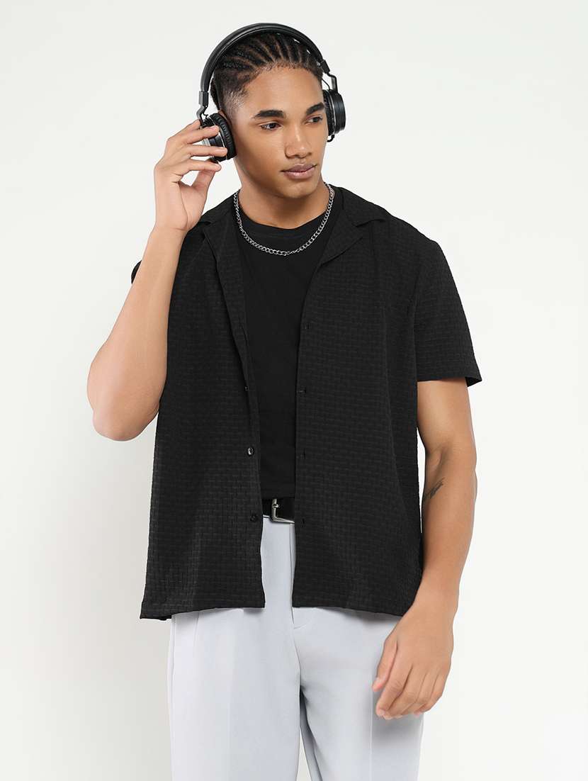 men solid short sleeve casual shirt - 21550109 -  Standard Image - 1