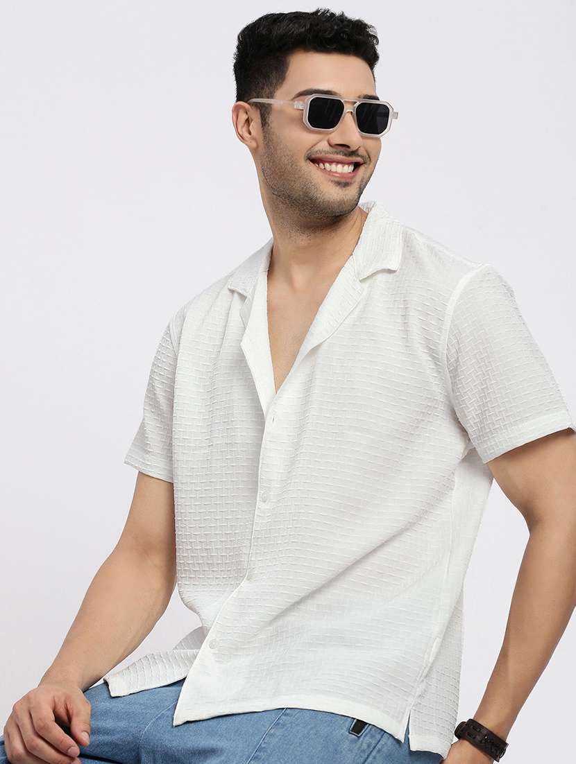 men solid short sleeve casual shirt - 21550111 -  Standard Image - 1