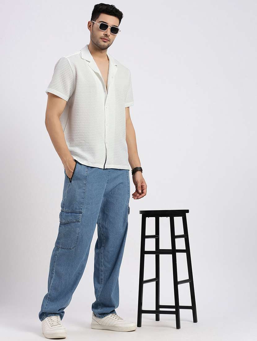 men solid short sleeve casual shirt - 21550111 -  Standard Image - 4