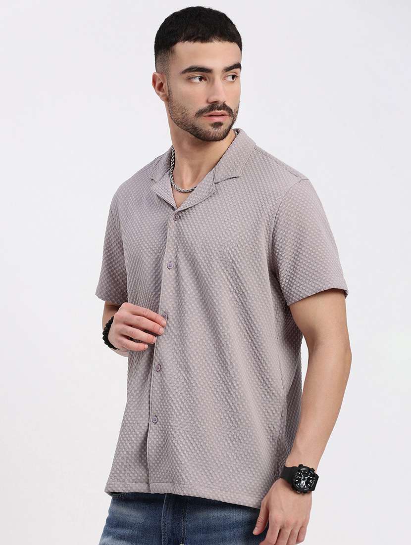 men solid short sleeve casual shirt - 21550112 -  Standard Image - 1