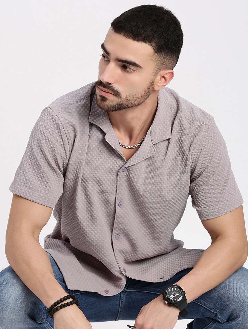 men solid short sleeve casual shirt - 21550112 -  Standard Image - 4